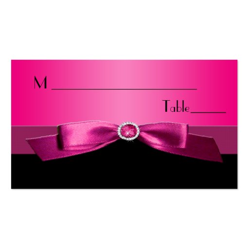 Hot Pink and Black Placecards Business Card (front side)