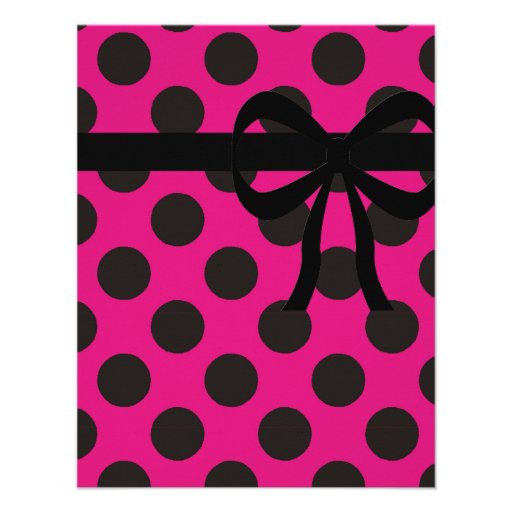 Hot Pink and Black Polka Dots Custom Announcements