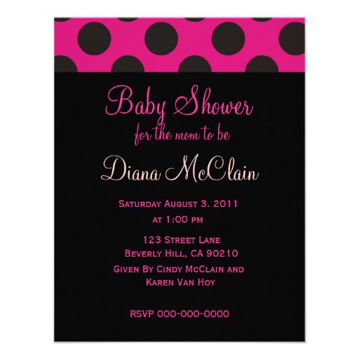 Hot Pink and Black Polka Dots Custom Announcements