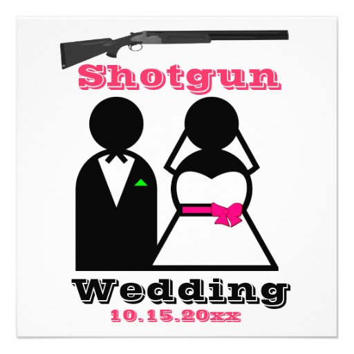 Hot Pink and Black Shotgun Wedding Invitations
