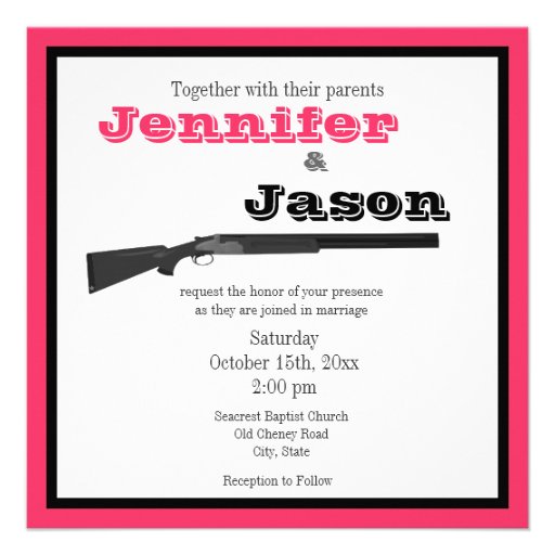 Hot Pink and Black Shotgun Wedding Invitations