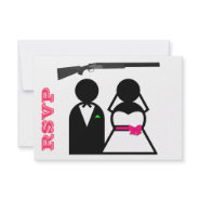 Hot Pink and Black Shotgun Wedding RSVP Cards