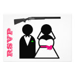 Hot Pink and Black Shotgun Wedding RSVP Cards
