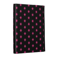 Hot Pink and Black Stars iPad Folio Case