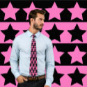 Hot Pink and Black Striped Tie (Star Pattern) by strictlyties Hot Pink and Black Striped Tie (Star Pattern)