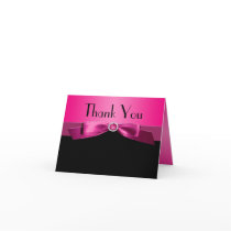 Hot Pink and Black Thank You Note Card
