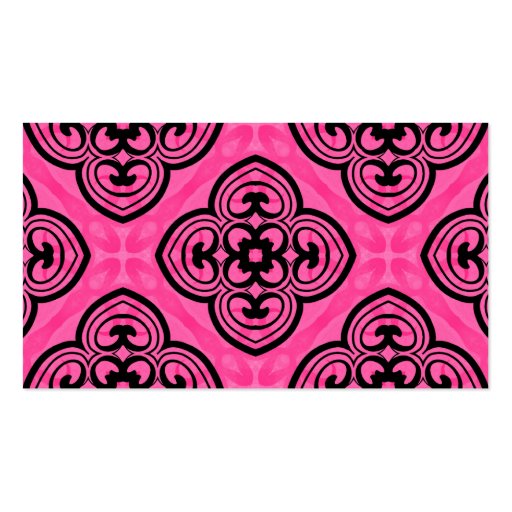 Hot pink and black victorian kaleidoscope decor business card (back side)