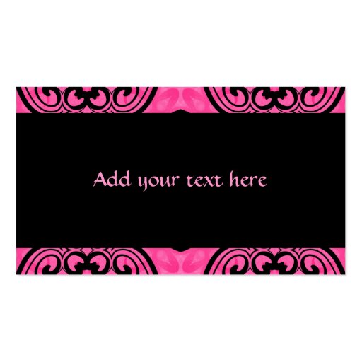 Hot pink and black victorian kaleidoscope decor business card (front side)
