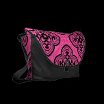 Hot pink and black victorian kaleidoscope decor messenger bags