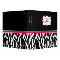 Hot Pink and Black Zebra Binder