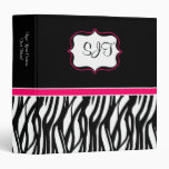 Hot Pink and Black Zebra Binder