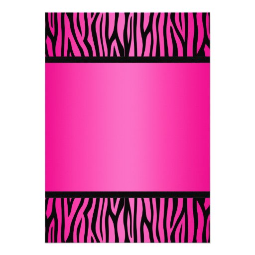 Hot Pink and Black Zebra Bow Sweet 16 Birthday Announcements