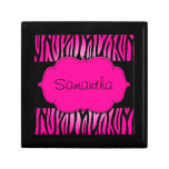Hot Pink and Black Zebra Personalized Trinket Boxes