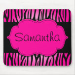 Hot Pink and Black Zebra Personalized Mouse Pad