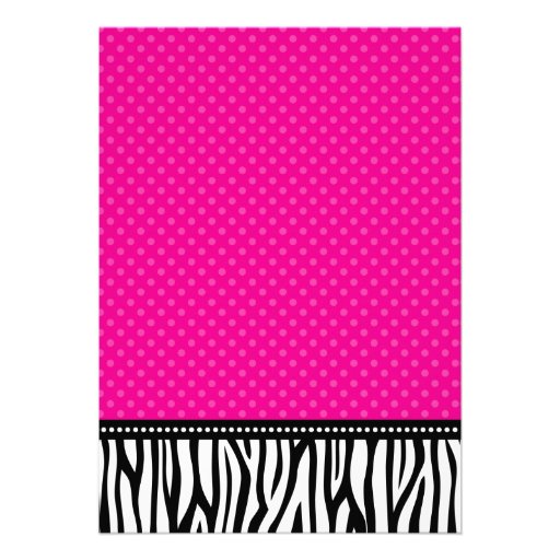 Hot Pink and Black Zebra Polka Dot Sweet 16 Invites