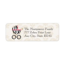 Hot Pink and Black Zebra Print Baby Carriage labels