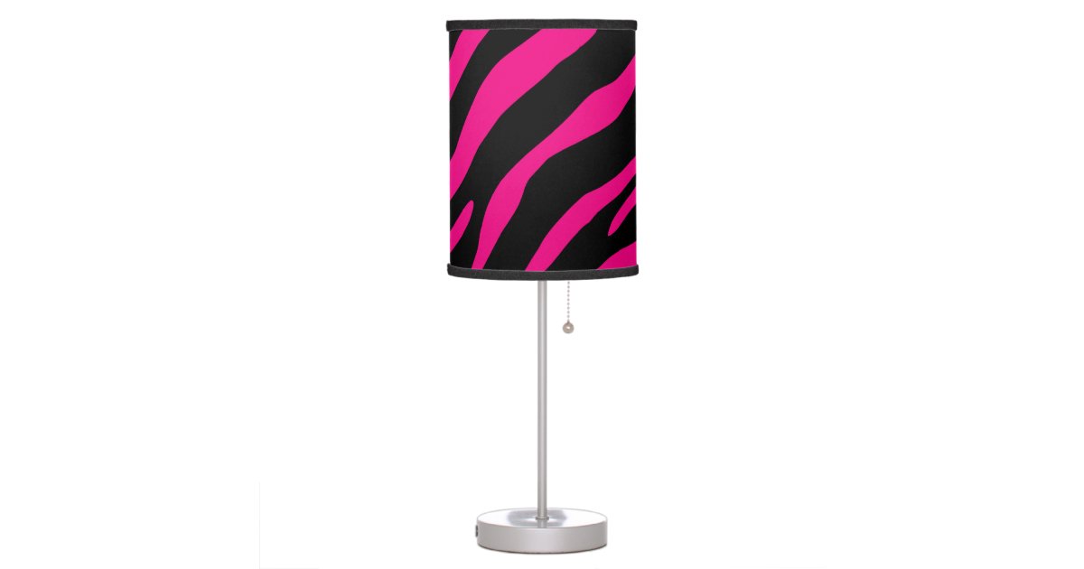 Hot pink and black zebra print table lamp design | Zazzle