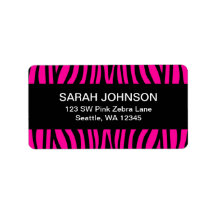 Hot Pink and Black Zebra Return Address Label