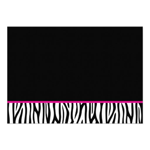 Hot Pink and Black Zebra Sweet 16 Number Birthday Announcements