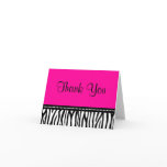 Hot Pink and Black Zebra Thank You Greeting Card