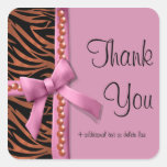 Hot Pink And Bronze Zebra Striped With Pearls Stickers