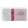 hot pink and brown damask design photo greeting card