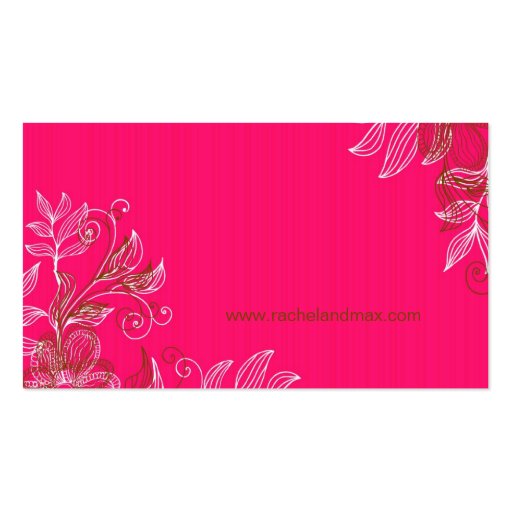 Hot Pink and Brown Elegant Wedding Business Card (back side)