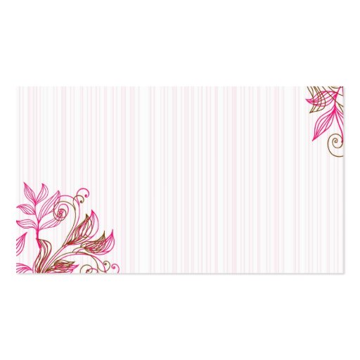 Hot Pink and Brown Floral Table Place Cards Business Card (back side)
