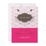 Hot Pink and Brown Vintage Save The Date Personalized Invitations
