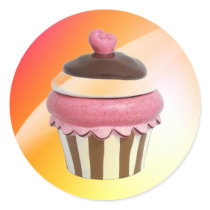 Hot pink and chocolate cupcake stickers stickers