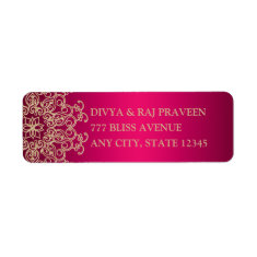 HOT PINK AND GOLD INDIAN INSPIRED ADDRESS LABELS