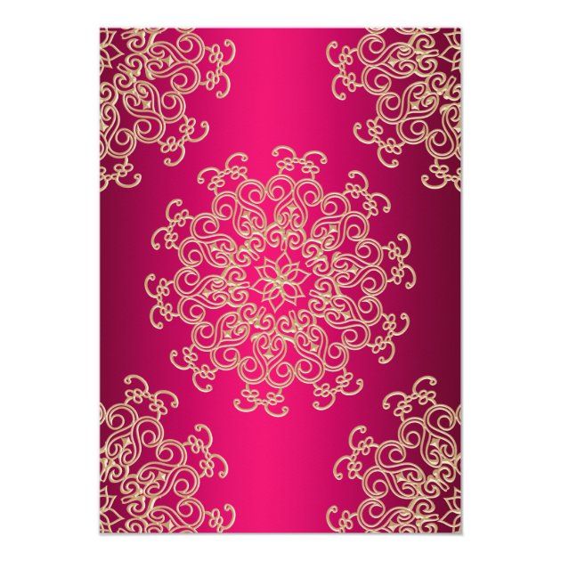 HOT PINK AND GOLD INDIAN STYLE WEDDING INVITATION