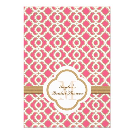 Hot Pink and Gold Moroccan Bridal Shower Invites