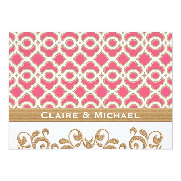 Hot Pink and Gold Moroccan Couples Wedding Shower Card