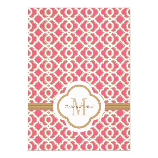 Hot PInk and Gold Moroccan Wedding Invitations