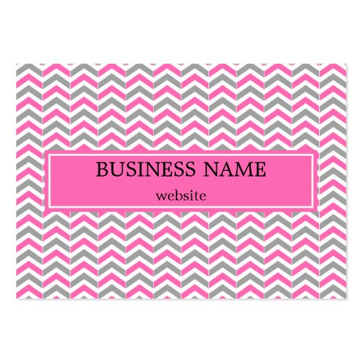 Hot Pink and Gray Chevron Pattern Business Cards (back side)