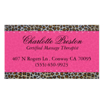 Hot pink and leopard business cards