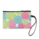 Hot Pink and Lime Green Flowers Pattern Coin Wallet