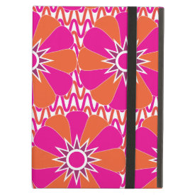 Hot Pink and Orange Bright Flower Pattern iPad Folio Cases