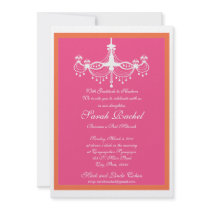 Hot Pink and Orange Chandelier Invitation