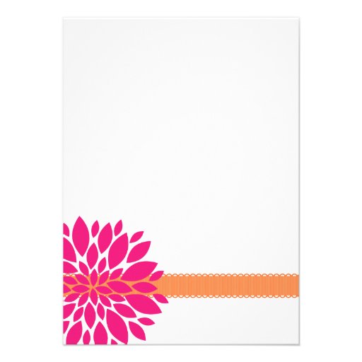 Hot Pink and Orange Flower Wedding Invitations