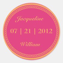 Hot Pink and Orange Fluorescent / Neon Labels Round Stickers