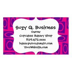 Hot Pink and Purple Fun Circle Square Pattern Business Card