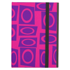 Hot Pink and Purple Fun Circle Square Pattern iPad Folio Case