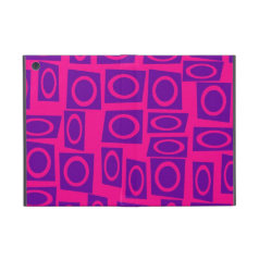 Hot Pink and Purple Fun Circle Square Pattern iPad Mini Covers