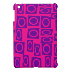 Hot Pink and Purple Fun Circle Square Pattern iPad Mini Covers