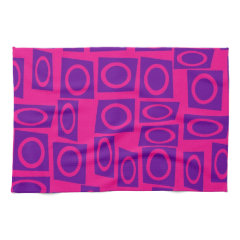 Hot Pink and Purple Fun Circle Square Pattern Towel
