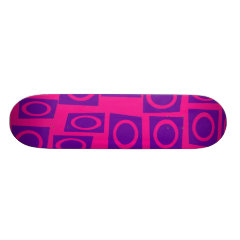 Hot Pink and Purple Fun Circle Square Pattern Custom Skate Board
