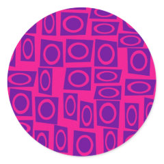 Hot Pink and Purple Fun Circle Square Pattern Sticker