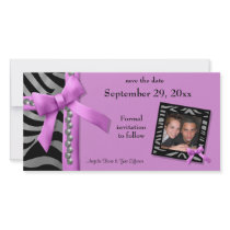 Hot Pink And Silver Zebra Gems Save The Date Card Photo Card